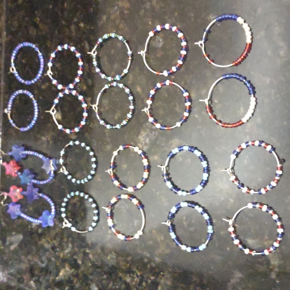 Earring Hoop's Sliver Small/Medium 10Ct. Blue. Blu Cherry Ice Collection